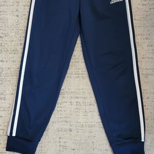 Adidas Blue and White Joggers with Tapered Fit